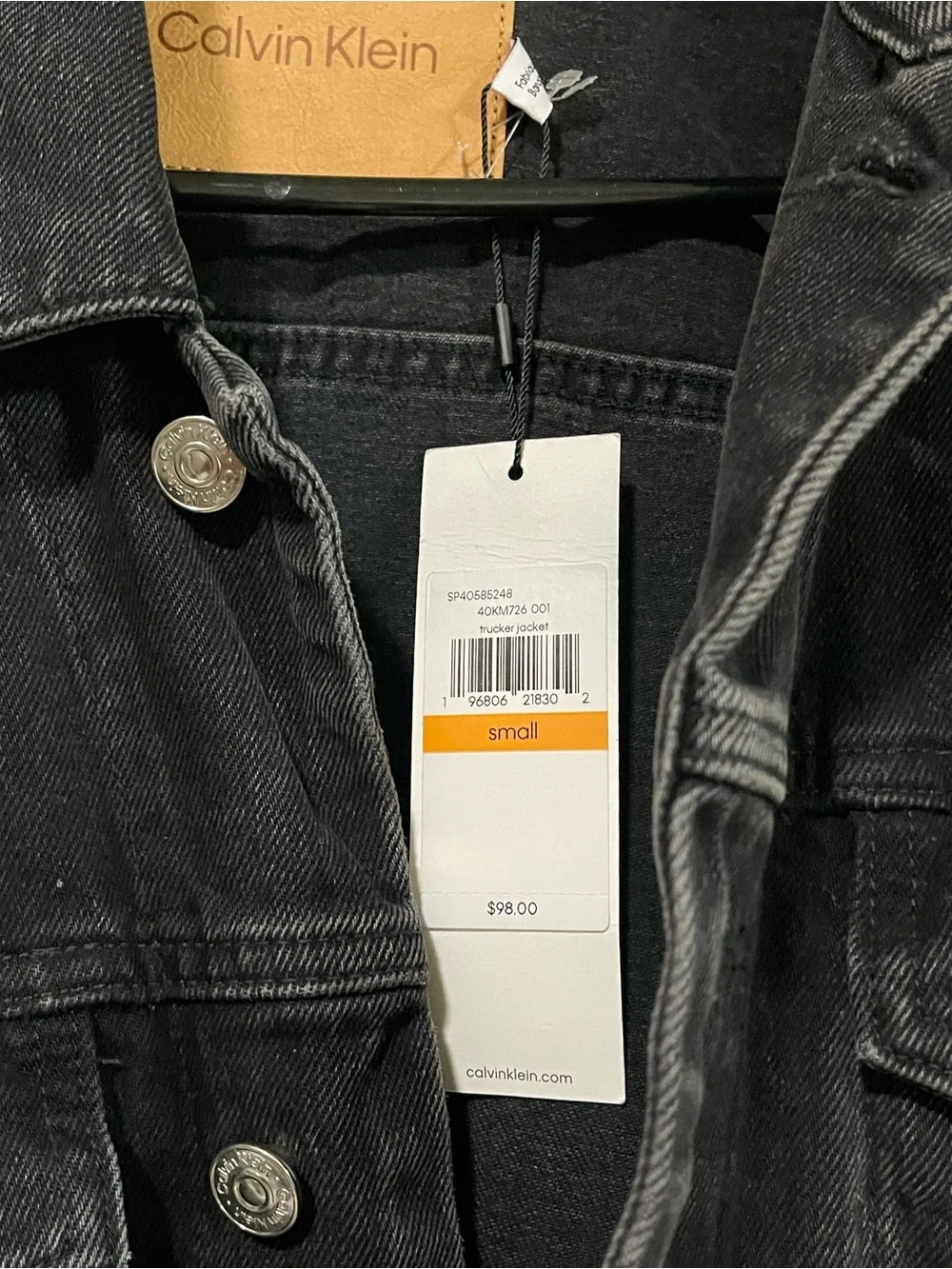 Calvin Klein Black Washed Denim Trucker Jacket